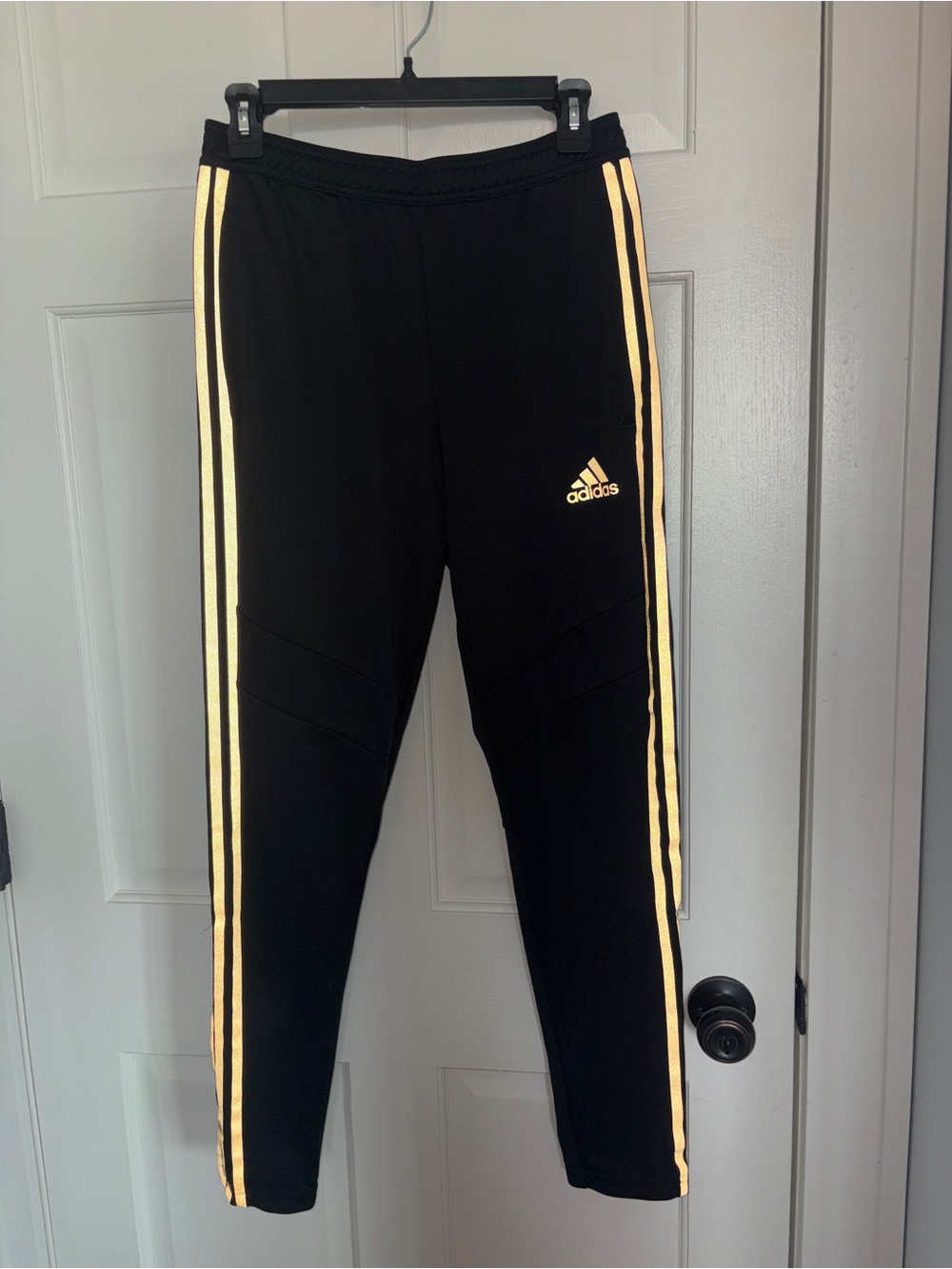 adidas Black Joggers with Gold Side Stripes